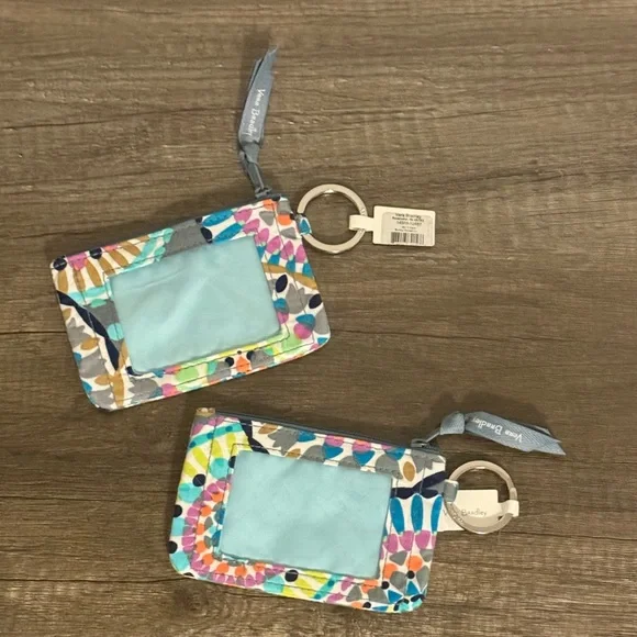 Vera Bradley Zip-Up Change Purse+ID Card Holder Keychains - Picture 3 of 5